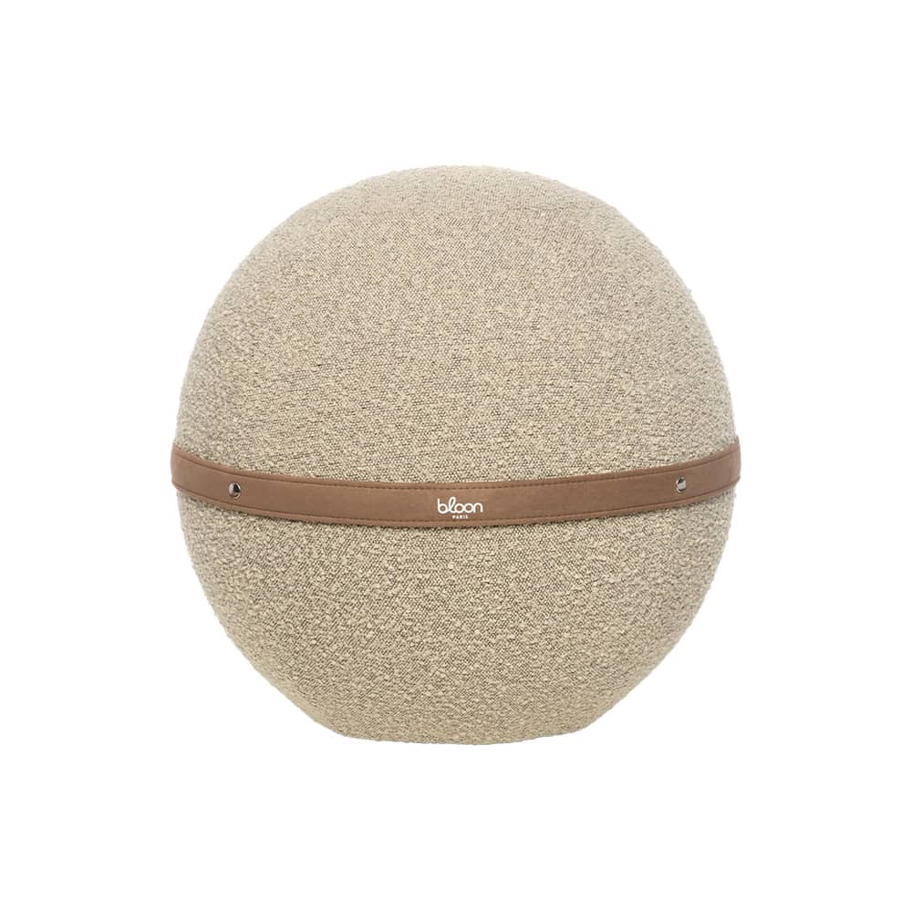 Pouf Bouclette Regular beige / Ergonomique - Ø 55 cm / Laine bouclette - BLOON PARIS - Sable - Laine bouclée, PVC