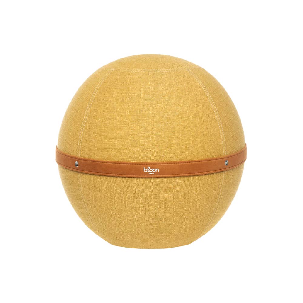 Pouf Original Regular jaune / Ergonomique - Ø 55 cm / Tissu chiné - BLOON PARIS - Jaune Maïs - PVC, Tissu polyester chiné