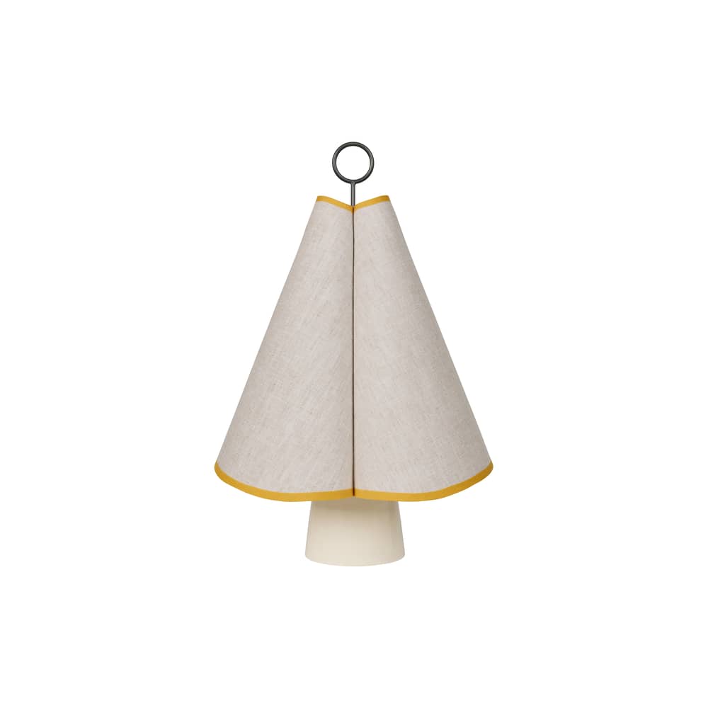 Schnurlosleuchte Hornbæk LED textil beige - Gubi - Beige / Poppy-Gelb - Keramik, Leinen, Messing