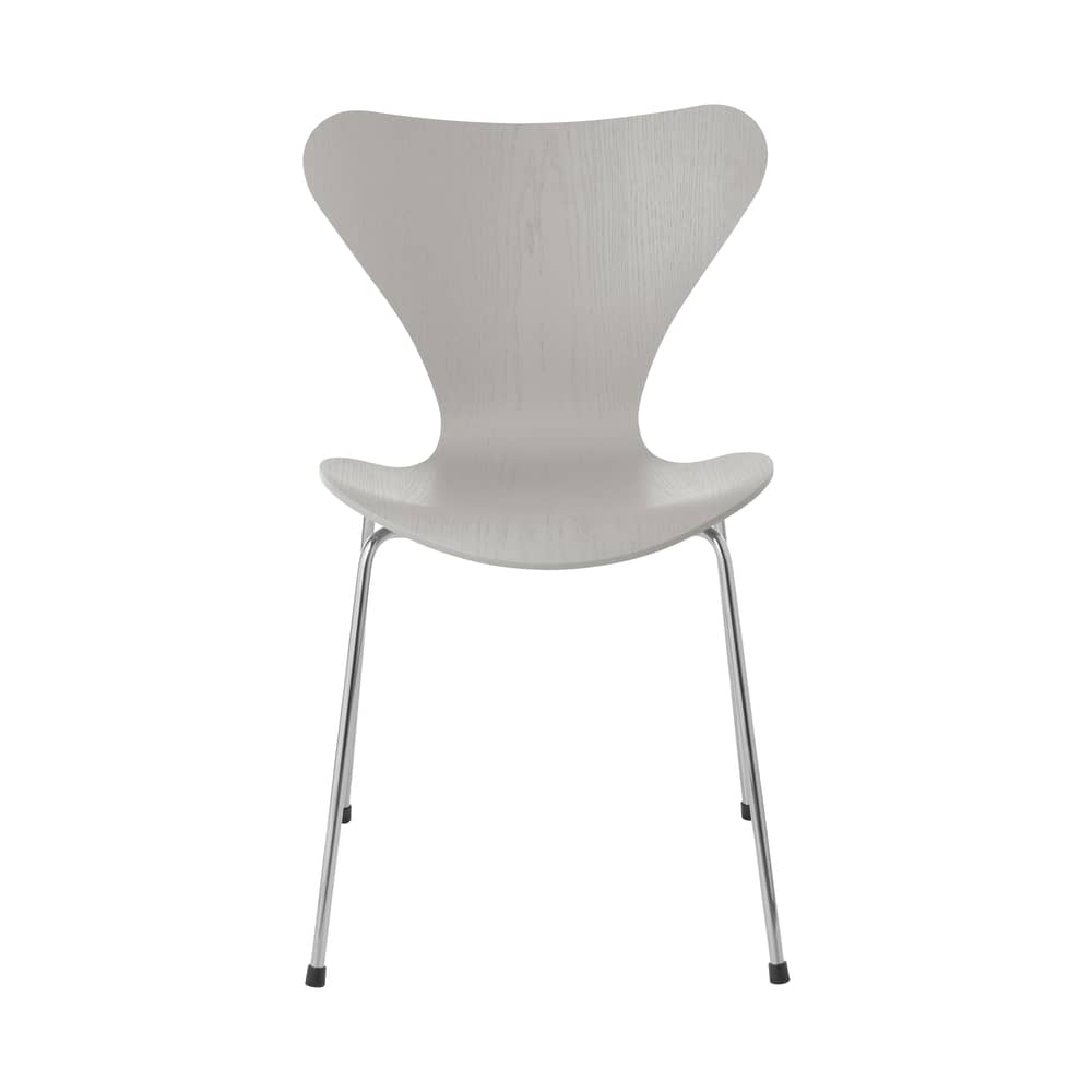 Sedia impilabile Série 7 / Frassino tinto - Fritz Hansen - Grigio Nine / Gambe cromate - Acciaio cromato, Frassino tinto