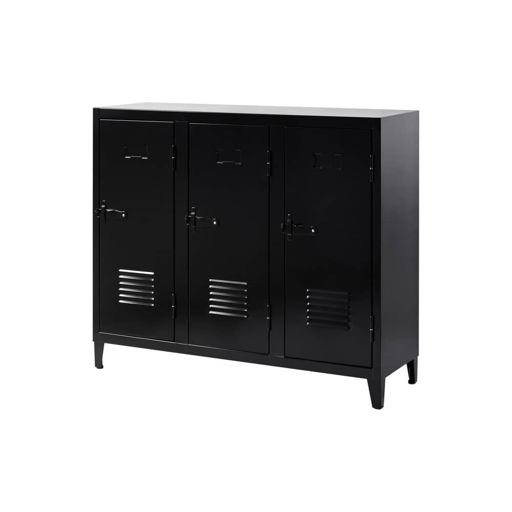 Armoire Casier B3 / 3 portes - L 120 x H 102 cm / Réédition 1930 - Tolix - Noir foncé (Jet black) - Acier