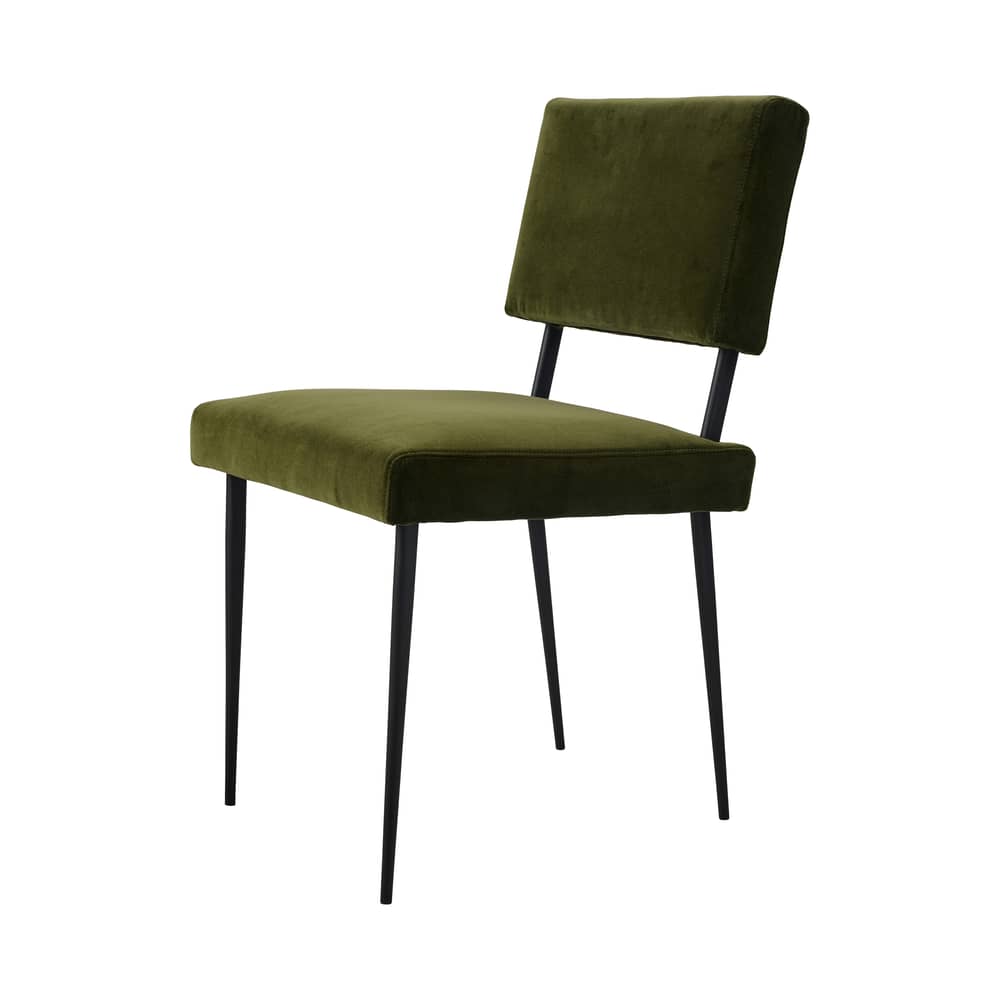 Chaise rembourrée M-Chair tissu vert / Réédition Marcel Gascoin - Gubi - Vert (velours Asator 0974) - Acier, Mousse, Velours