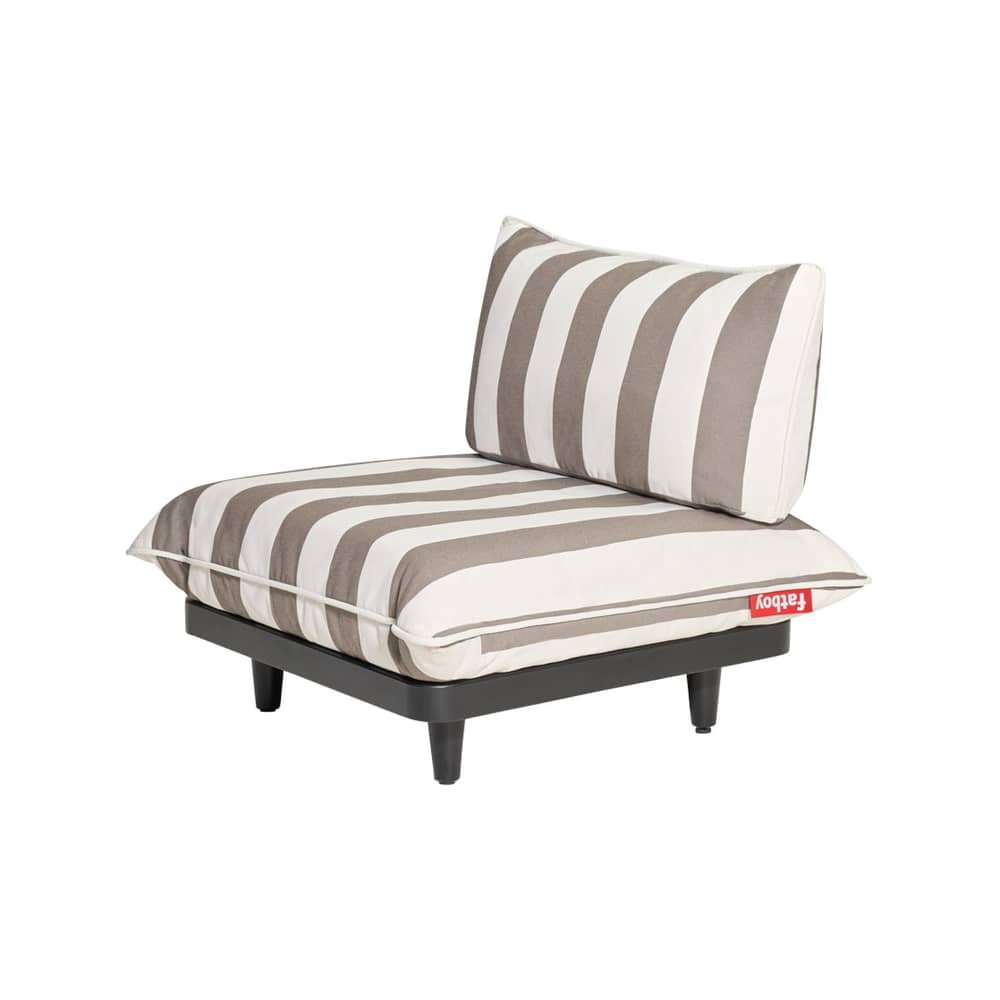 Chauffeuse Paletti tissu marron - Fatboy - Rayé / Cacao - Mousse polyester, Polyéthylène recyclé, Tissu oléfine