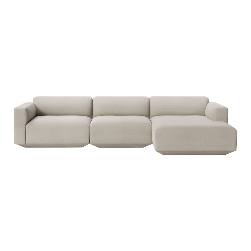 Ecksofa Develius F textil grau / 4 Sitze - L 309 cm / Liege rechts - &tradition - Grau (Stoff Hot Madison 094) - Gewebe, Holz, HR-Schaum