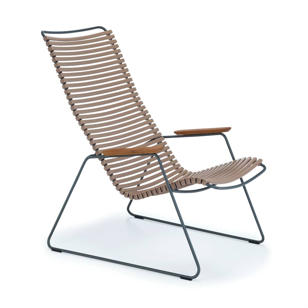 Fauteuil bas Click Lounge plastique beige / Dossier haut / Seconde vie - Houe - Sable - Bambou, Matière plastique, Métal