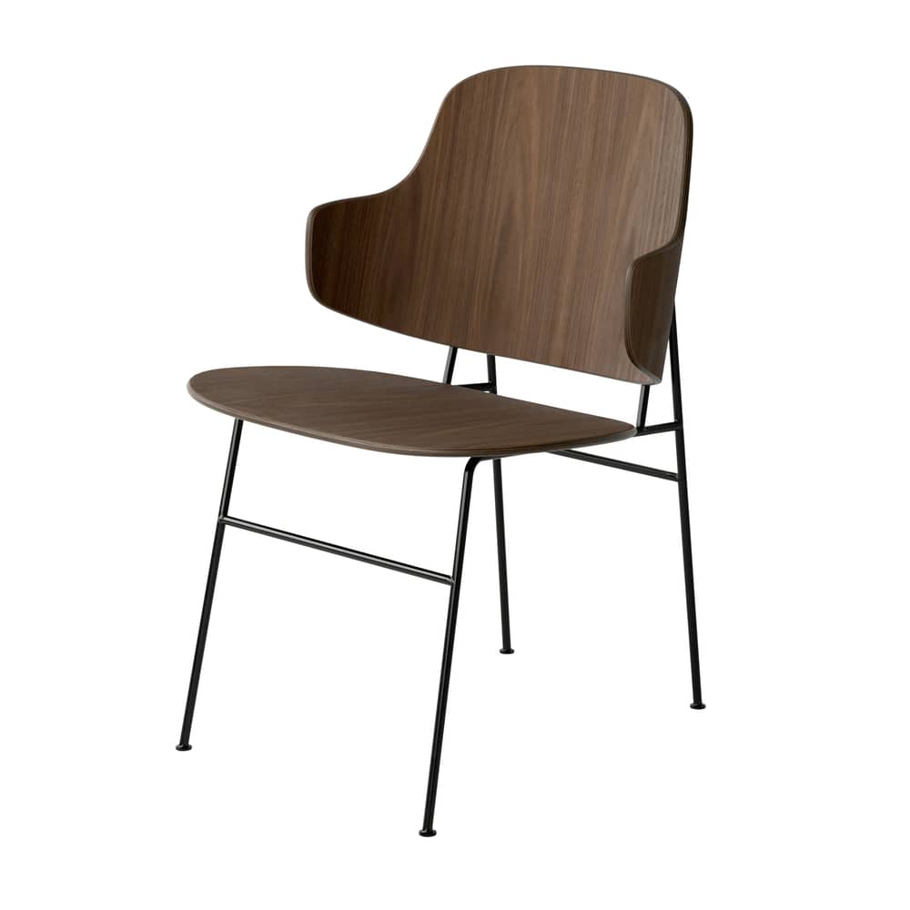 Fauteuil The Penguin (1953) bois naturel - Audo Copenhagen - Noyer / Noir - Acier, Placage de noyer