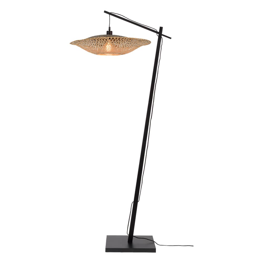Lampadaire Kalimantan   / Bambou - H 176 cm / Ø 60 cm - GOOD&MOJO - Pied noir / Abat-jour naturel & noir - Bambou