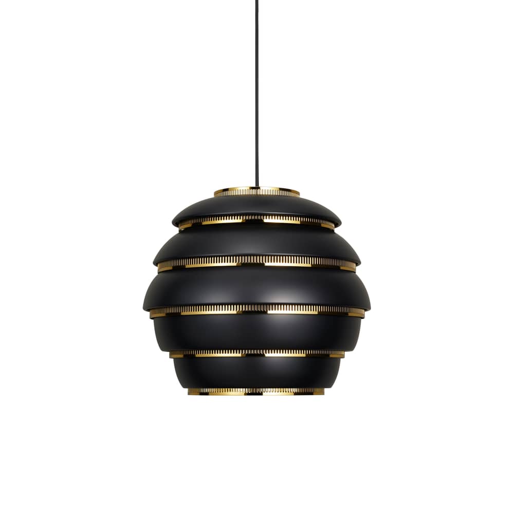 Pendelleuchte Beehive A331 metall schwarz / Alvar Aalto, 1953 - ARTEK - Schwarz / Messing - Aluminium, Messing