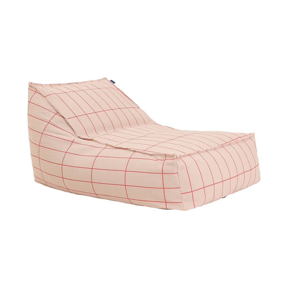 Sitzkissen Vibes Long textil rosa - NOBODINOZ - Rosa & Rot / Grillgitter - Expandiertes Polystyrol, Organische Baumwolle