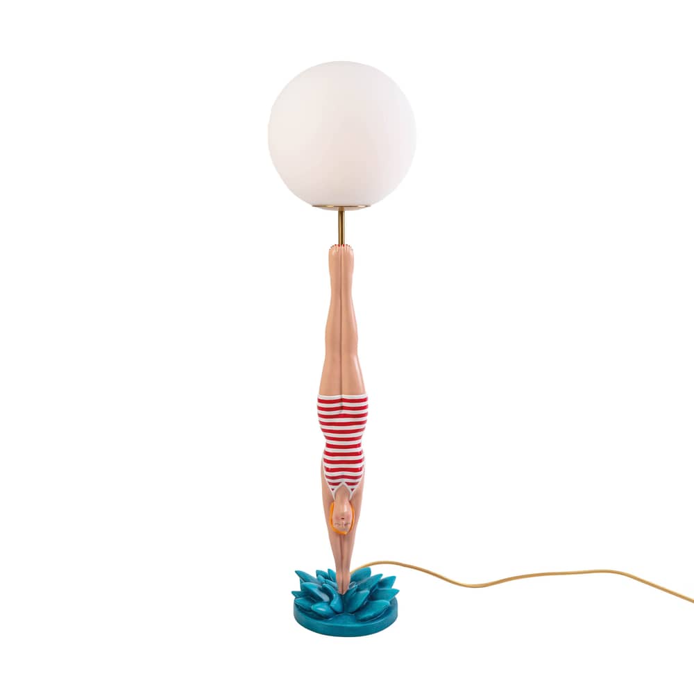 Diver Table lamp glass multicoloured / H 94 cm - Seletti - Red swimsuit - Glass, Metal, Resin
