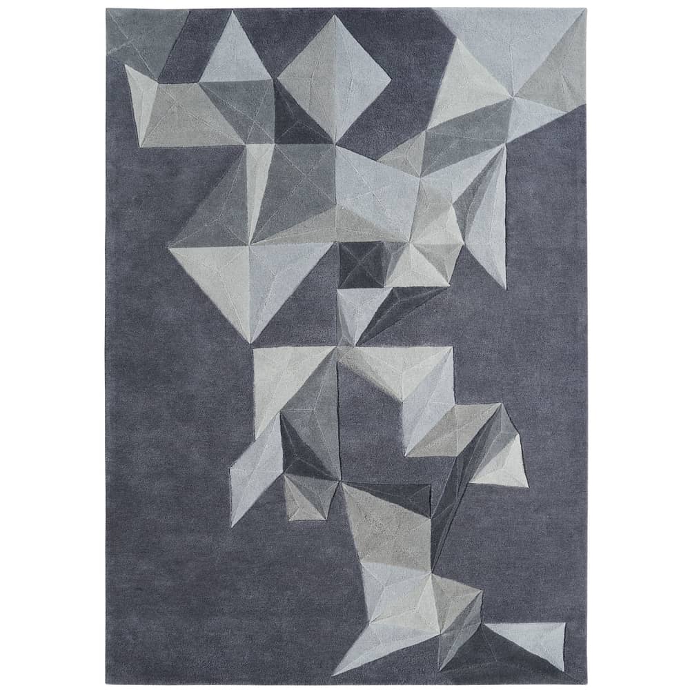 Tapis Pliages  gris by Daniel Hechter / 170 x 240 cm - Tufté main - Toulemonde Bochart - Gris - Laine