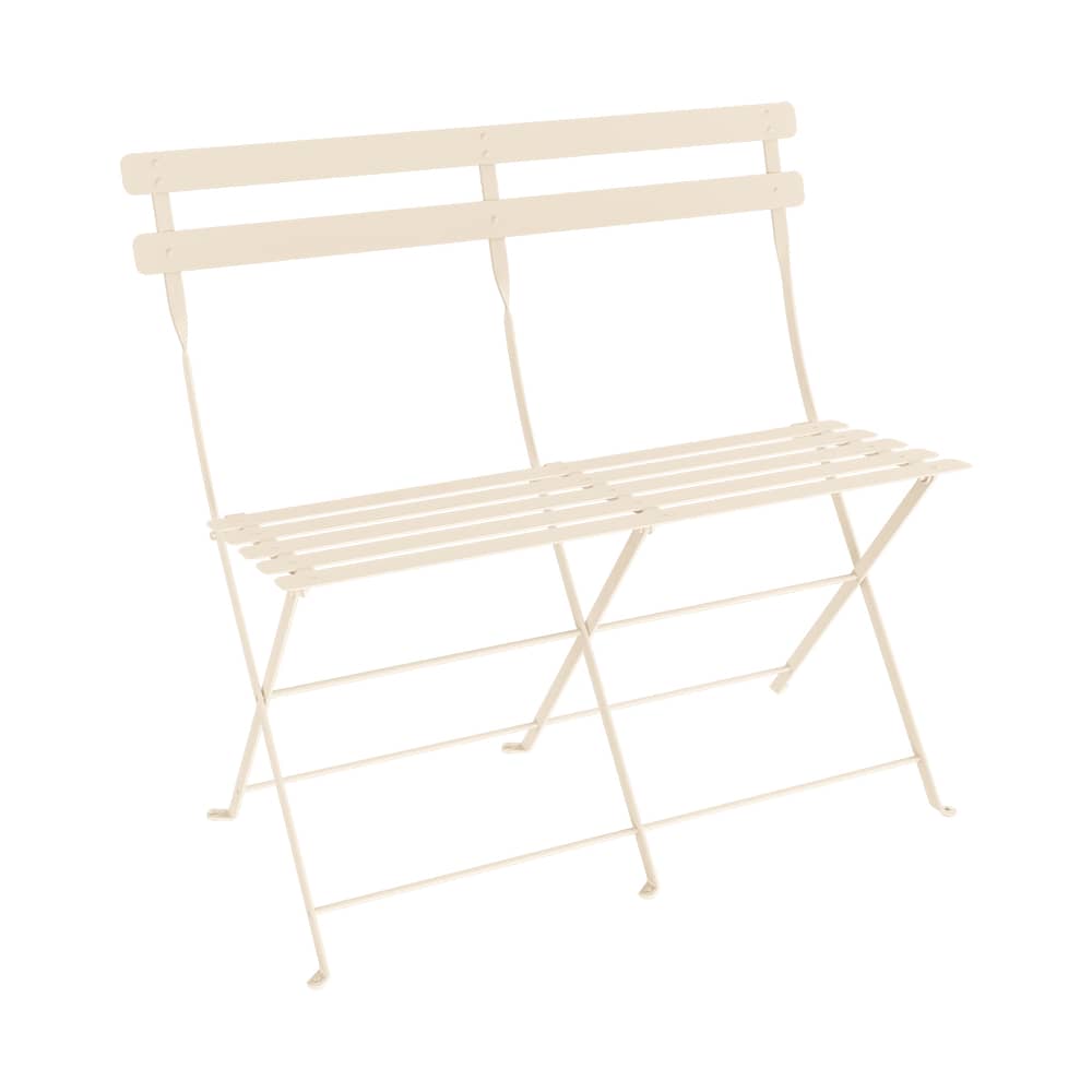 Bistro Bench metal beige / Folding - 2 seater / L 88 cm - Fermob - Beige Latte - Lacquered steel