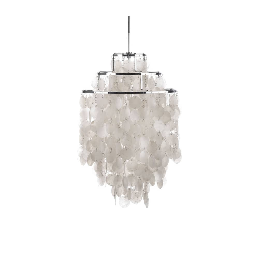 Fun 1DM Pendant glass white Ø 45 cm - Panton 1964 - Verpan - Ø 45 cm - Mother-of-pearl & Chrome - Metal, Pearly