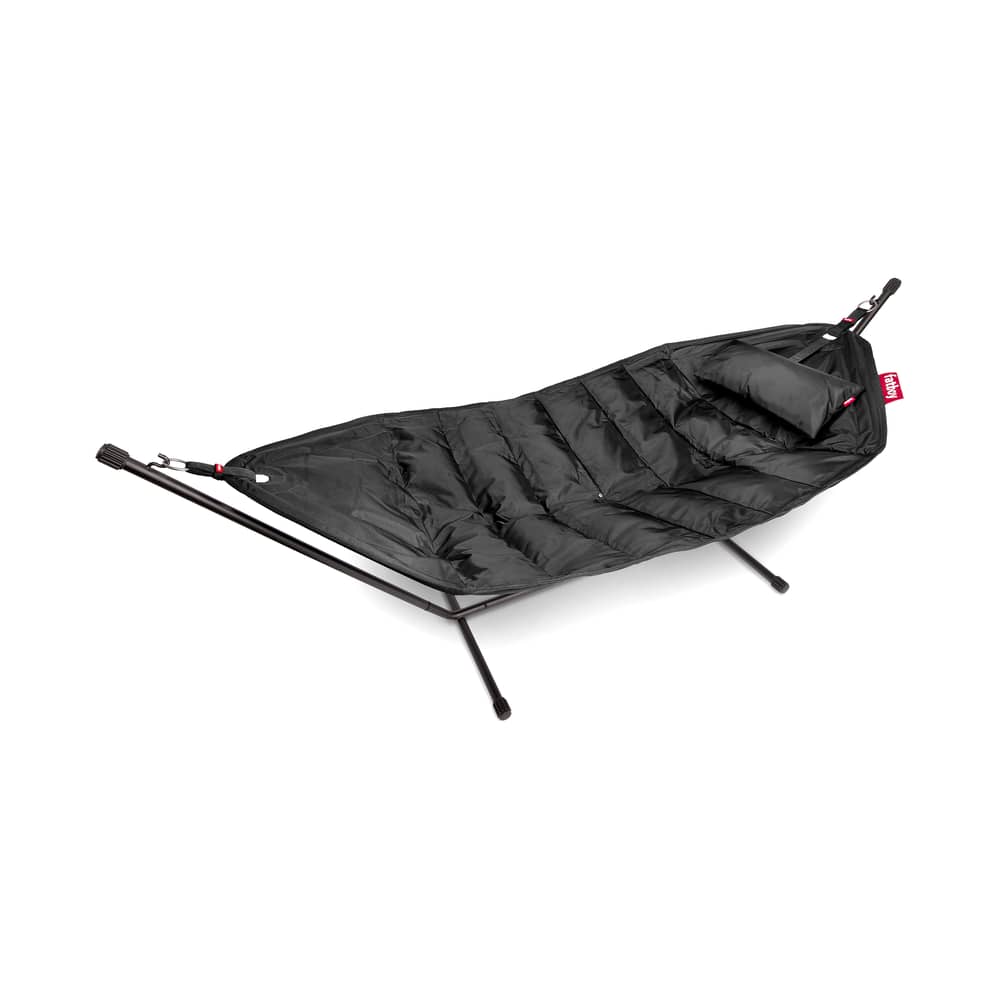 Amaca con supporto Headdemock Deluxe tessuto nero / Tessuto Poliestere - Con Cuscino & housse - Fatboy - Nero - Acciaio, Espanso, Tessuto poliestere