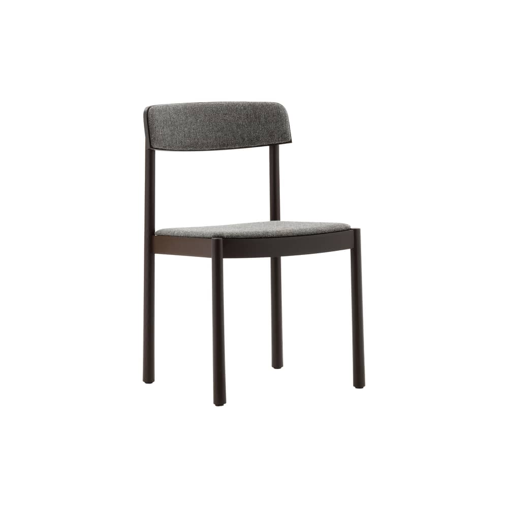 Chaise rembourrée Timb tissu gris - Normann Copenhagen - Tissu marron (Hallingdal 368) / Frêne marron - Contreplaqué de frêne, Frêne massif, Mousse, Tissu