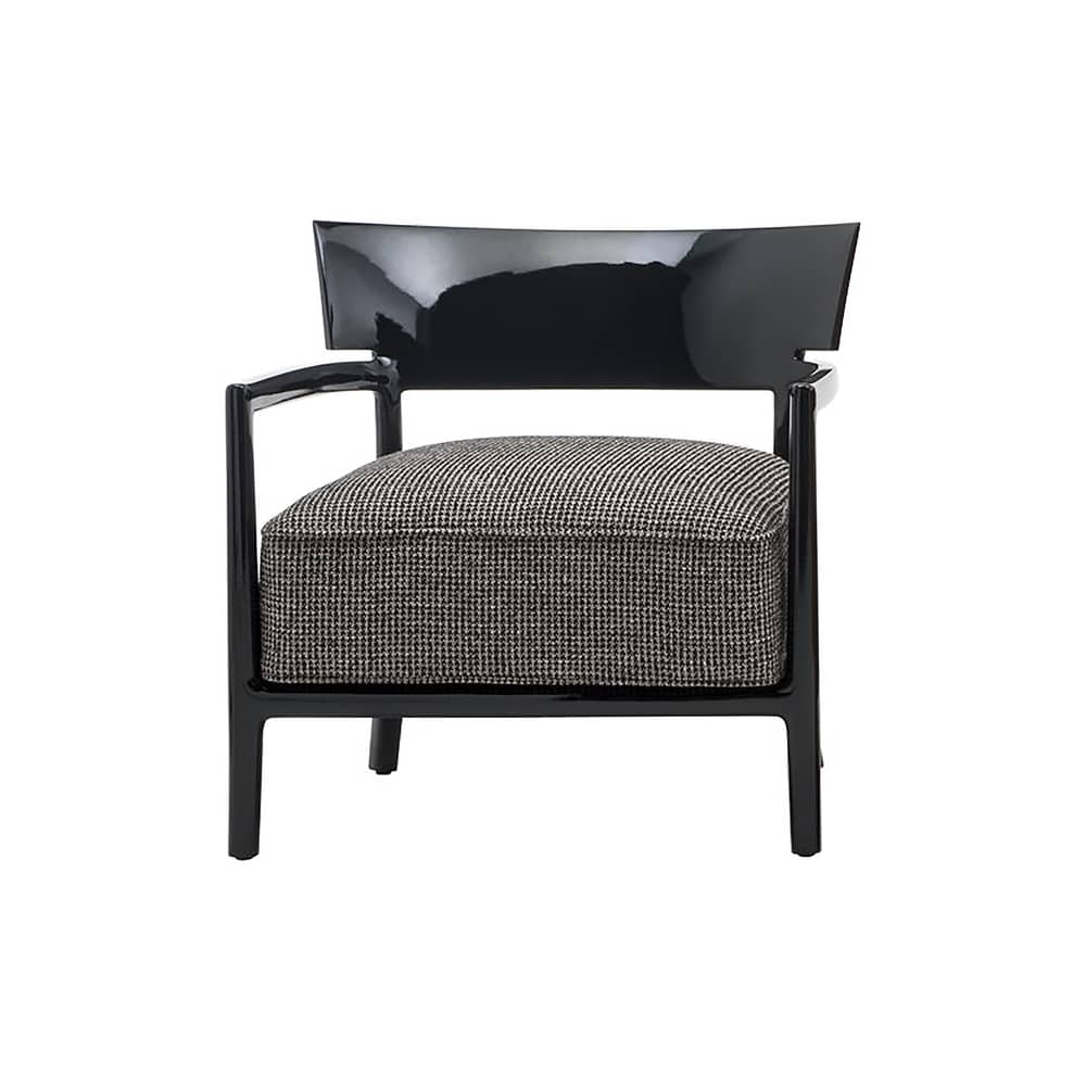 Poltrona imbottita Cara INDOOR materiale plastico tessuto nero / Tessuto - Kartell - Nero/ Tessuto nero & beige - policarbonato, Poliuretano, Tessuto