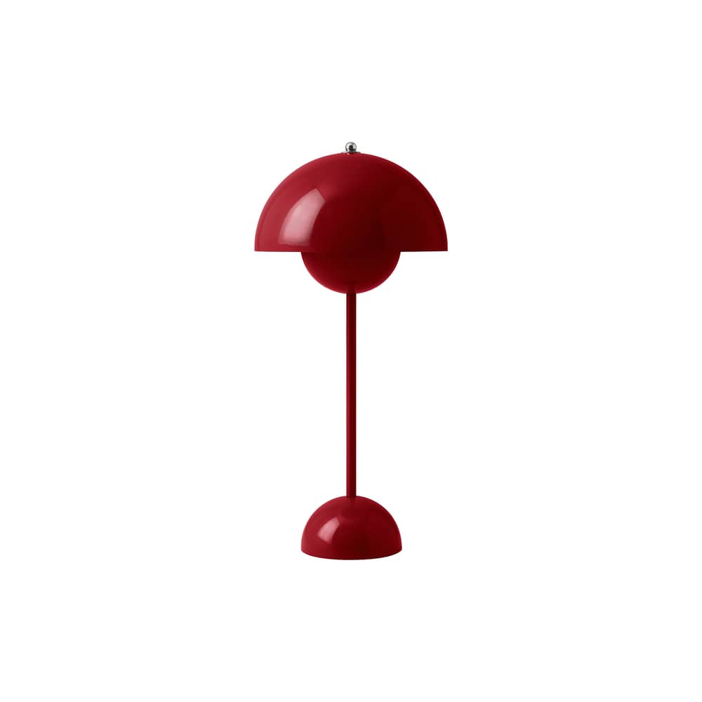 Flowerpot VP3 Table lamp metal red / H 50 cm - By Verner Panton, 1968 - &tradition - Vermilion red - Lacquered steel