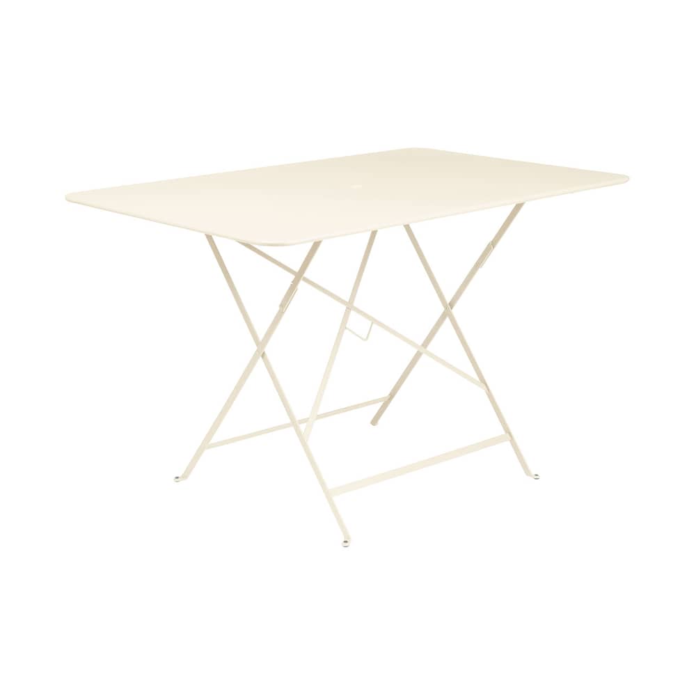 Table pliante Bistro métal beige / 117 x 77 cm - 6 personnes - Trou parasol - Fermob - Beige latte - Acier laqué