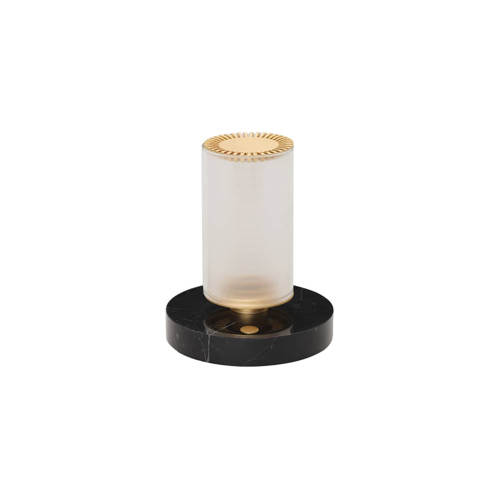 Frechin à table LED Wireless rechargeable lamp glass white - DCW éditions - White & gold / Black marble - Aluminium, Borosilicated glass, Marble
