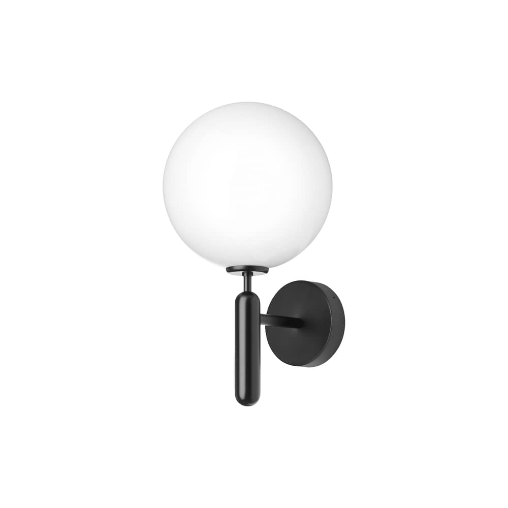 Applique d\'esterno Miira OUTDOOR metallo nero - NUURA - Bianco opalino / Nero - Alluminio termolaccato, Vetro soffiato a bocca