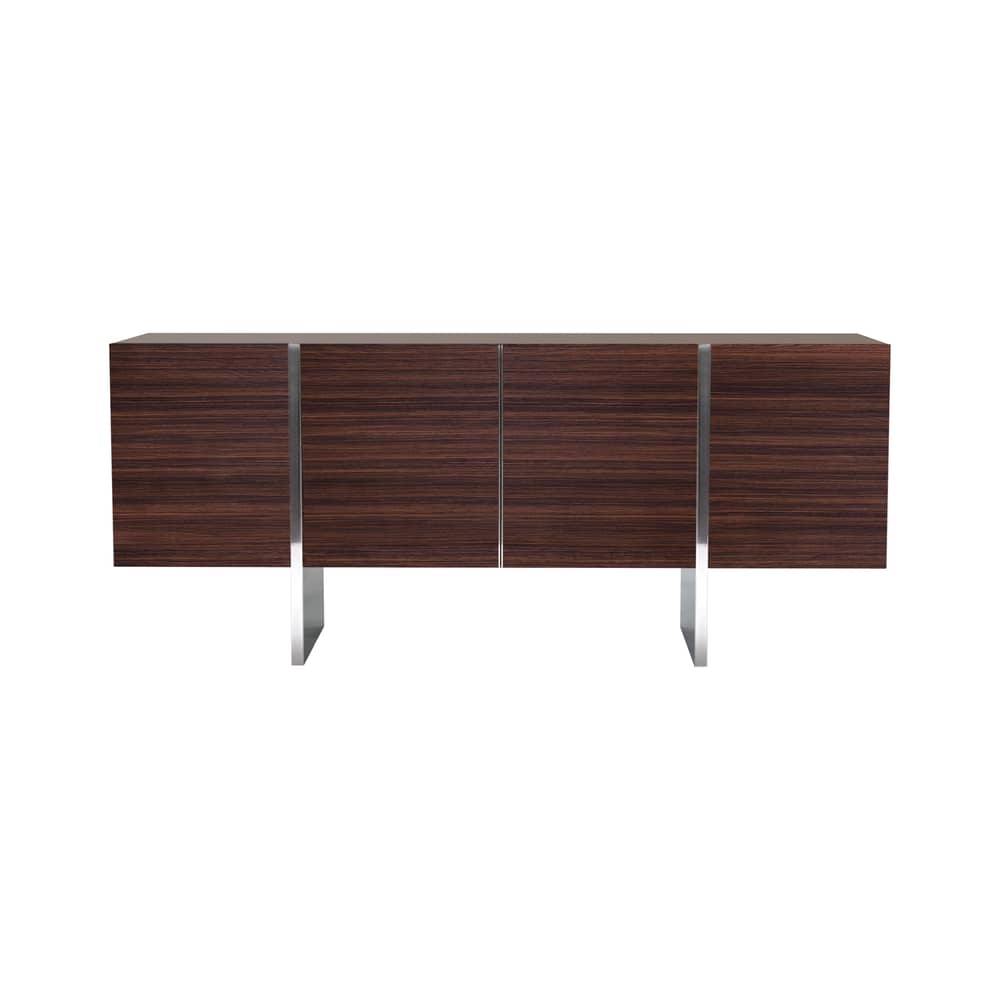 Buffet Maestra bois marron / L 190 x P 45 x H 80 cm - RED Edition - Palissandre / inox - Acier inoxydable, Placage palissandre