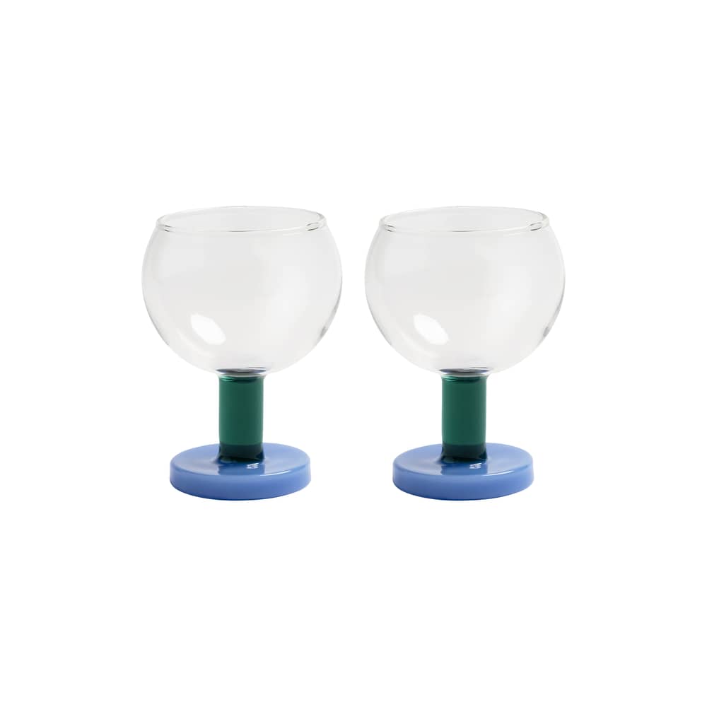 Bicchiere da vino Cantine vetro blu / Set di 2 - & klevering - Blu - Vetro borosilicato