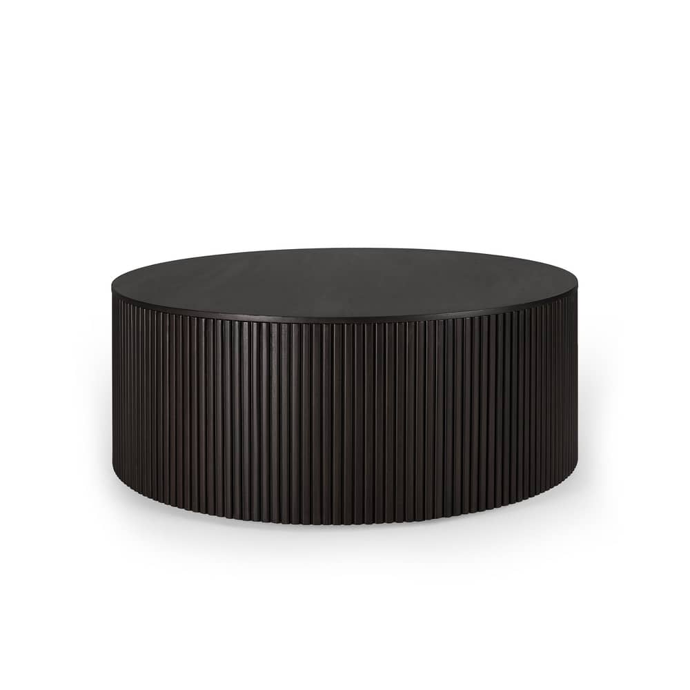 Table basse Roller Max noir bois naturel / Coffre - Ø 80 x H 30 cm / Acajou - Ethnicraft - Acajou - Acajou teinté