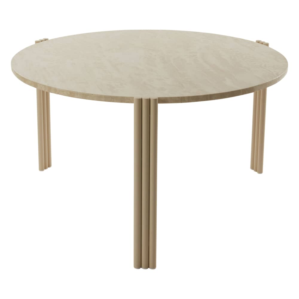 Table basse Tribus pierre beige / Ø 80 x H 45 cm - Travertin / Seconde vie - AYTM - Travertin beige / Sable - Acier, Pierre travertin