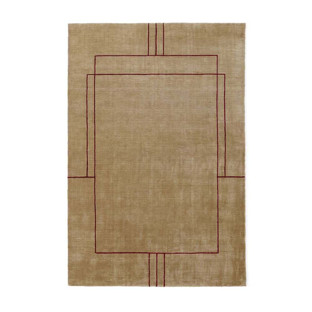 Tapis Cruise AP12  marron beige / 200 x 300 cm - Tissé main - &tradition - Marron doré / Lignes rouges - Laine, Soie de bambou, Viscose