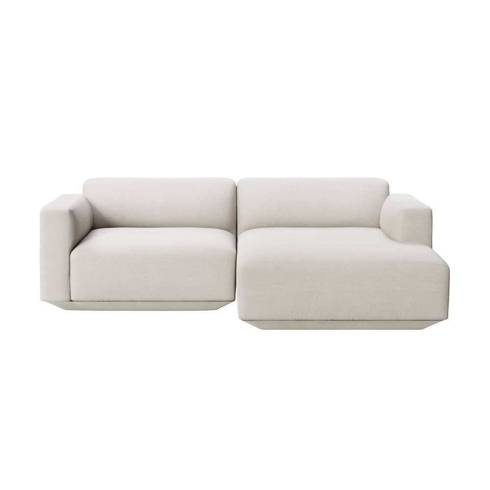 Canapé d\'angle Develius B tissu beige / 3 places - L 220 cm / Dormeuse droite - &tradition - Pierre (tissu Linara Stone 266) - Bois, Mousse HR, Tissu