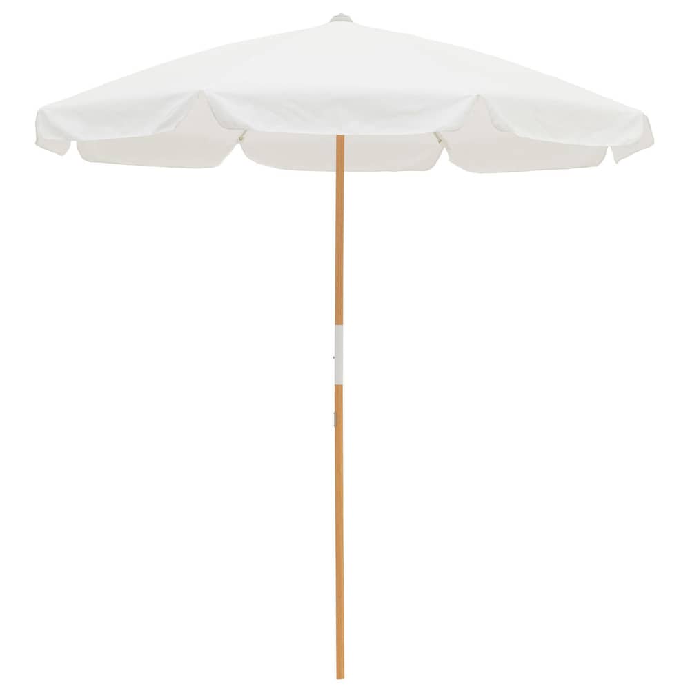 Parasol The Amalfi blanc / Ø 230 cm - BUSINESS & PLEASURE - Uni blanc / Antique - Aluminium, Bois lamellé-collé de récupération, Fibre de verre, Toile outdoor