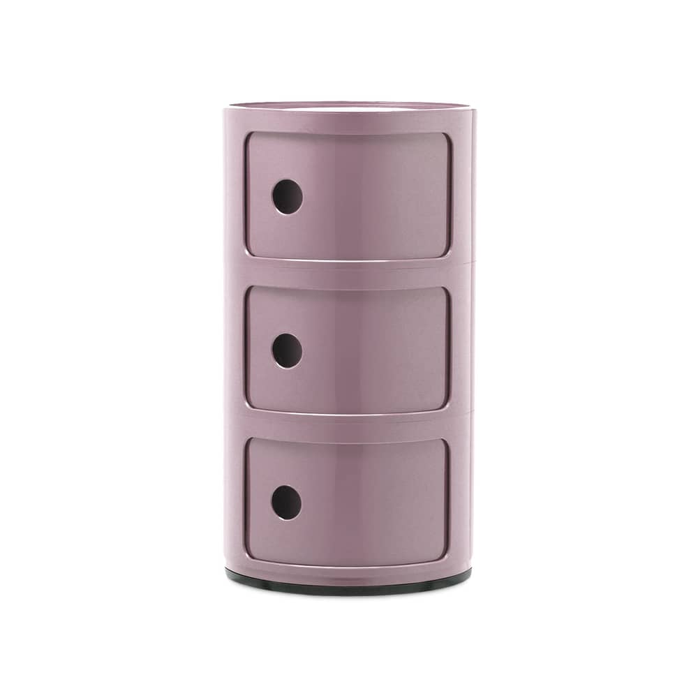 Portaoggetti Componibili materiale plastico viola (1968) / 3 cassetti - H 58 cm - Kartell - Malva - ABS