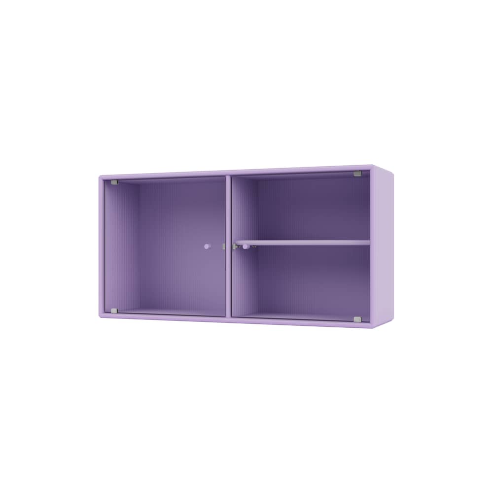 Ripple I Wall storage wood purple / Utensil case - W 69.6 x D 20 x H 35.4 cm / Corrugated Glass - MONTANA - Iridescent iris 164 - Lacquered MDF, Ribbed glass