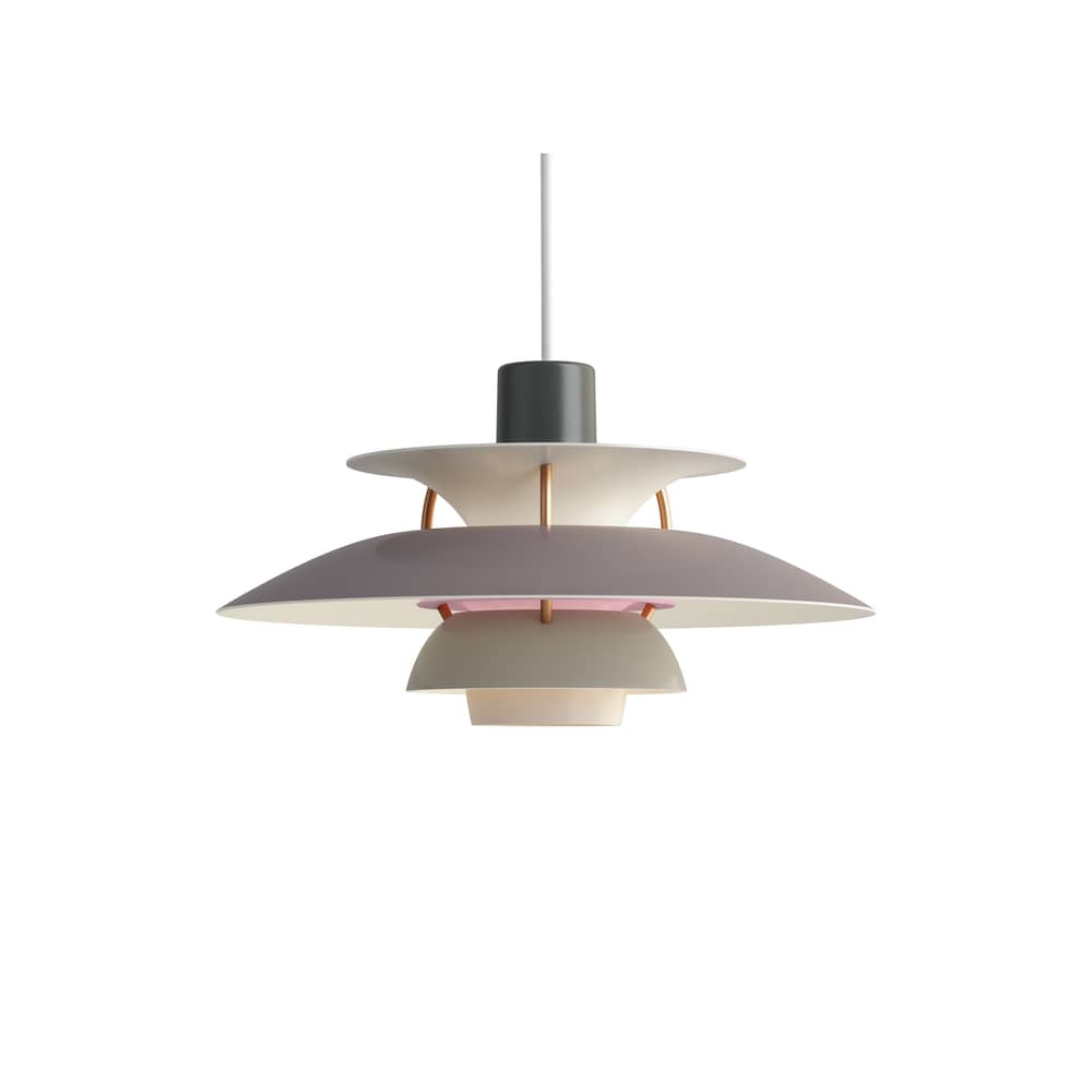 Suspension PH 5 Mini / Ø 30 cm - Louis Poulsen - Gris / Tiges bronze - Aluminium