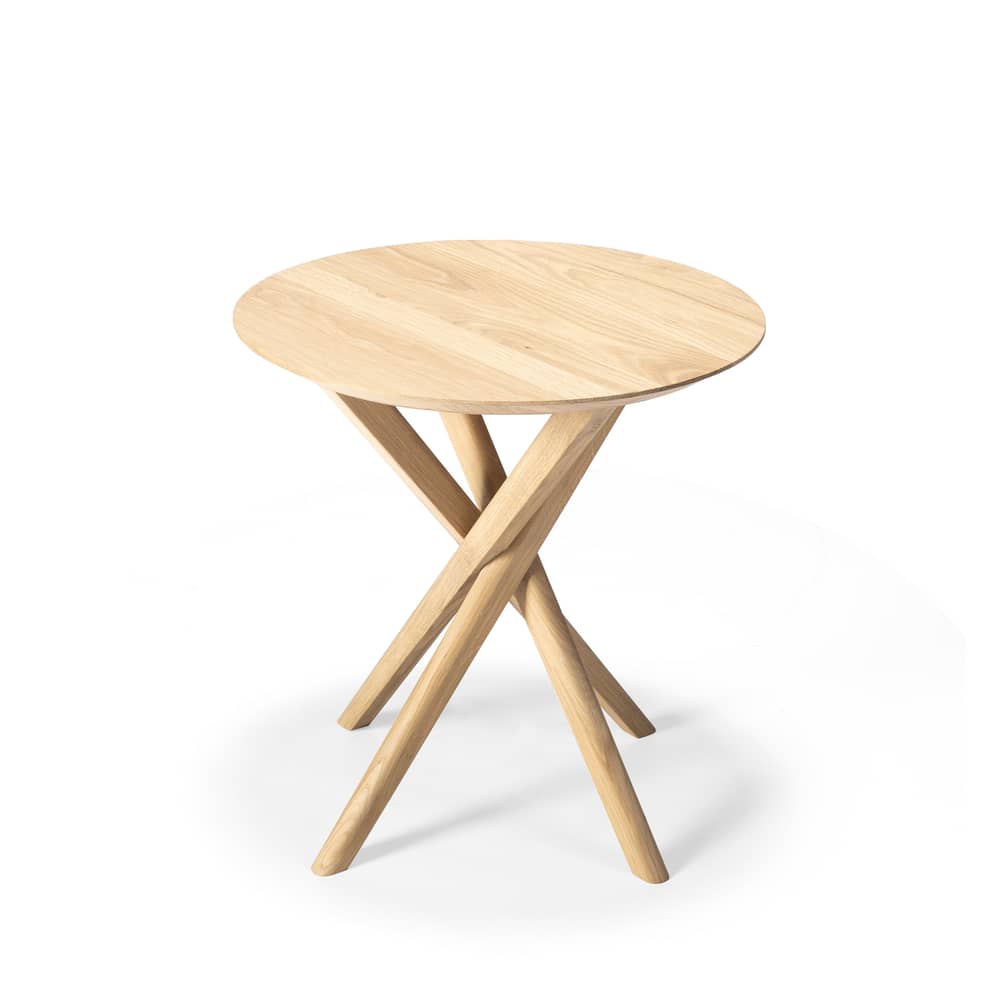 Table d\'appoint Mikado bois naturel / Chêne massif - Ø 50 cm - Ethnicraft - Chêne - Chêne massif