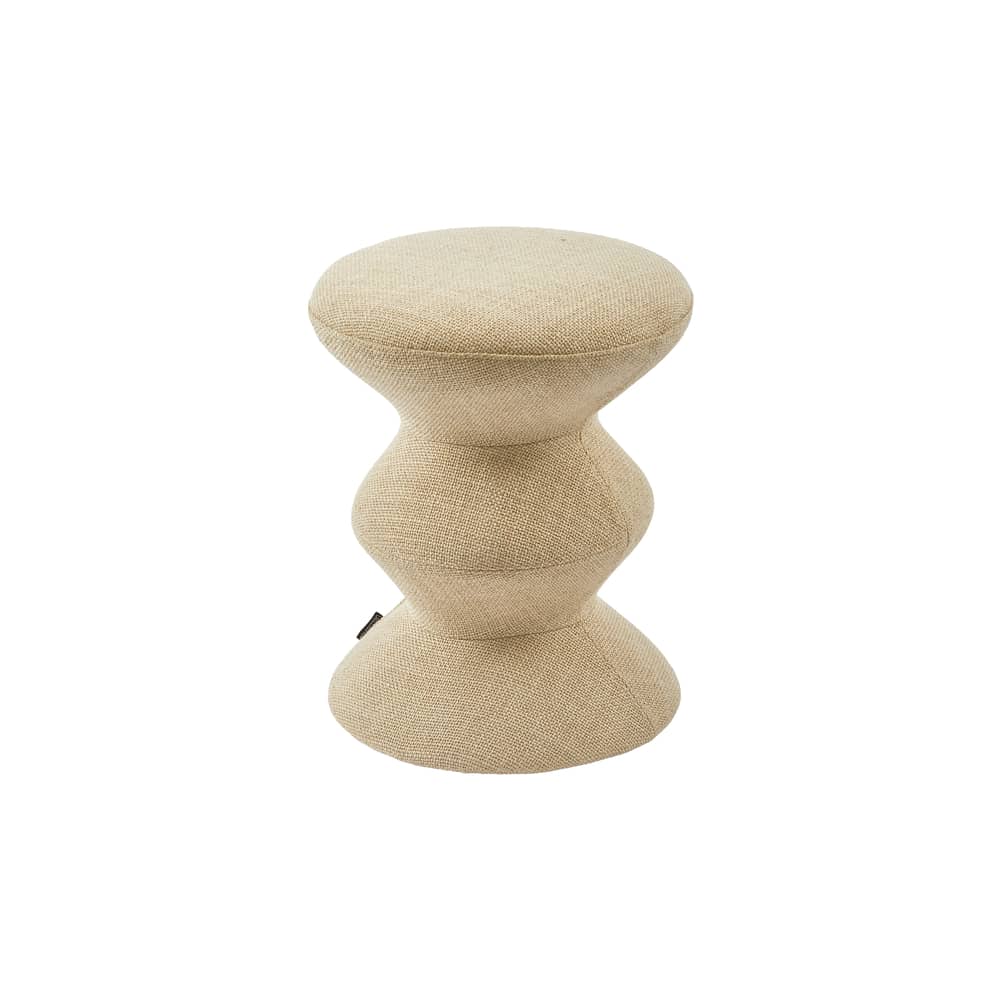 Tabouret rembourré Zig Zag Soft tissu beige - POLSPOTTEN - Beige - Bois, Mousse, Tissu