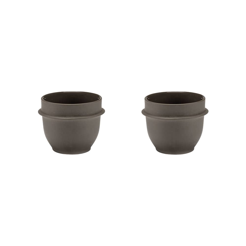 Set de 2 tasses à espresso Dune / By Kelly Wearstle - Ø 7,5 x H 6 cm - Serax - Marron Ardoise - Porcelaine