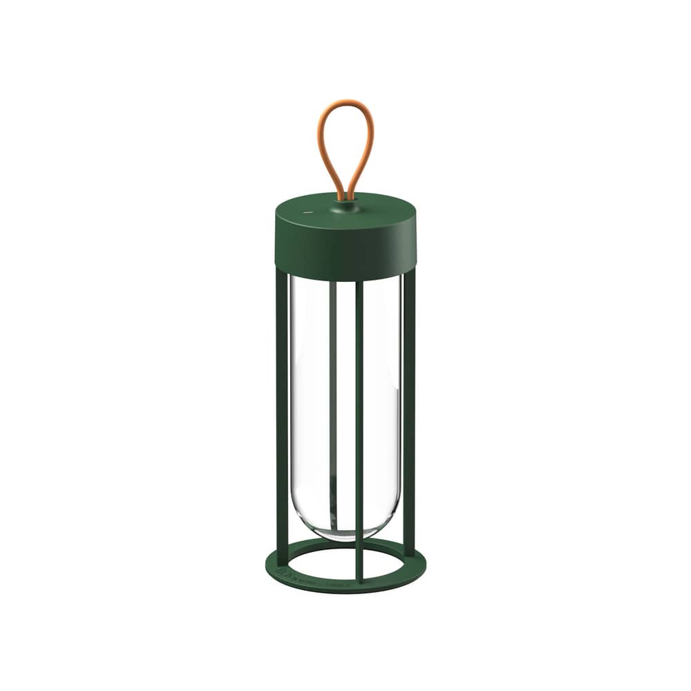 Lampe extérieur sans fil rechargeable In Vitro Unplugged LED métal verre vert / By Starck - Flos - Vert Forêt - Aluminium, Verre borosilicaté