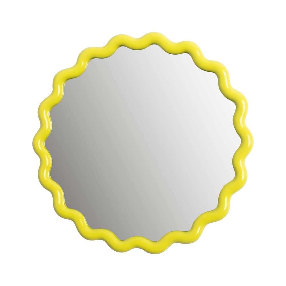 Miroir mural Zigzag jaune / Ø 35 cm - Polyrésine - & klevering - Ø 35 cm / Jaune - Polyrésine, Verre