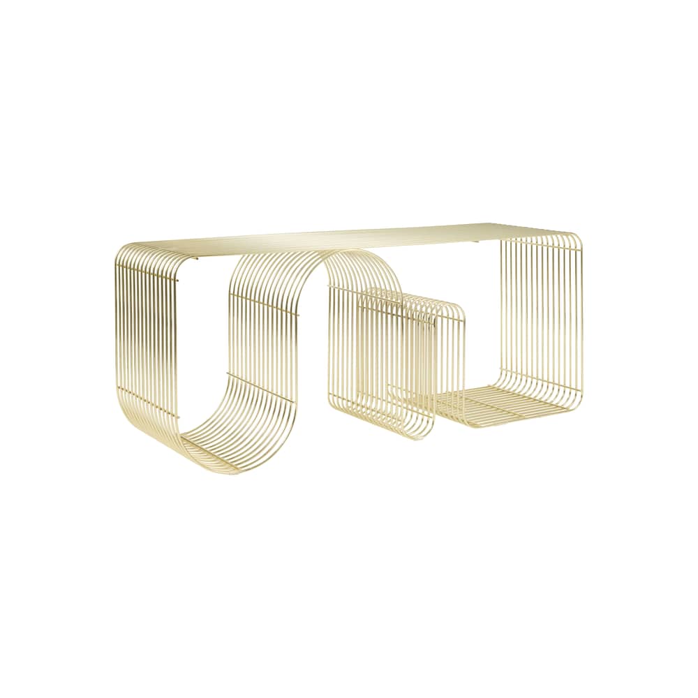 Panchina Curva metallo oro / Scaffale - En&ls 100 cm - AYTM - Ottone - Acciaio