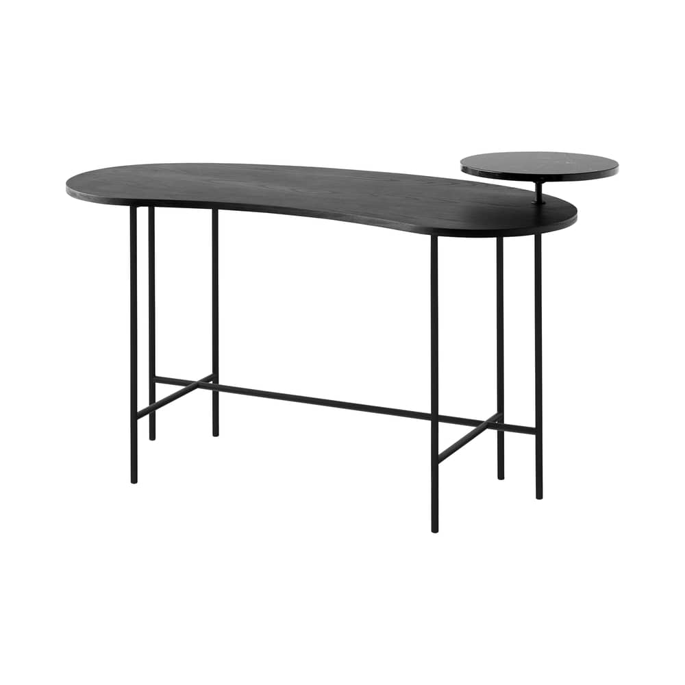 Scrivania Palette JH9 metallo legno pietra nero / 2 vassoi - &tradition - Nero & marmo nero / Base nera - Acciaio laccato, Frassino, Marmo