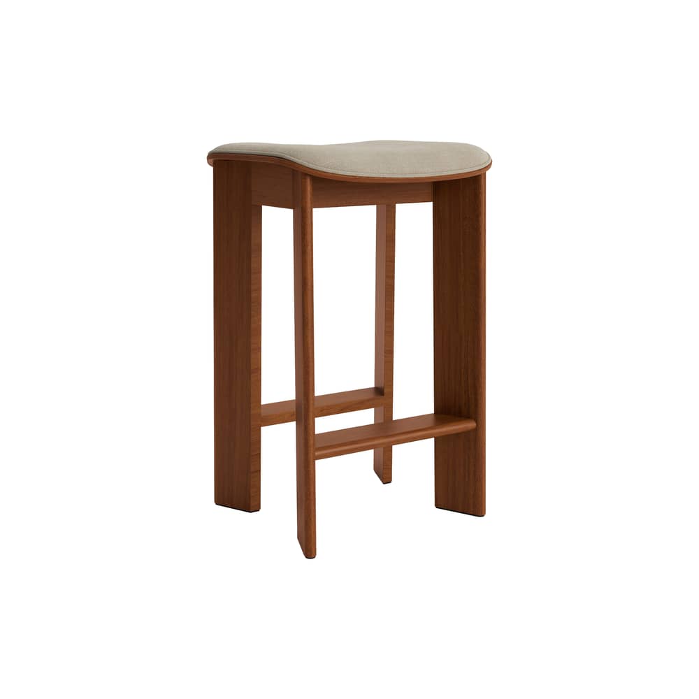 Sgabello alto Chisel 30 Low tessuto beige / Altezza 65 cm - Imbottitura in Tessuto - Hay - Tessuto beige (Linara 216) / Noce - Espanso, Impiallacciatura di noce laccata, Tessuto