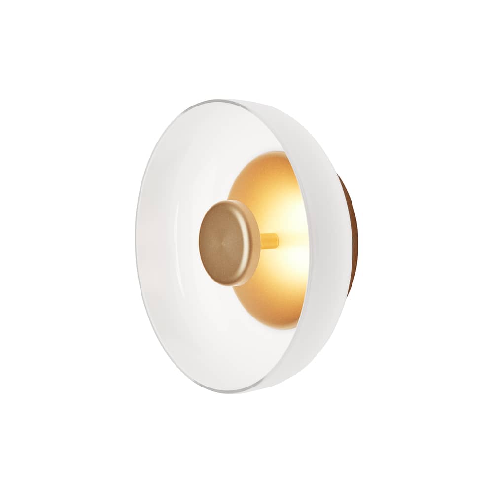 Blossi LED Wall light glass white / Ø 23 cm - NUURA - Opal white / Brass - Metal, Mouth blown glass