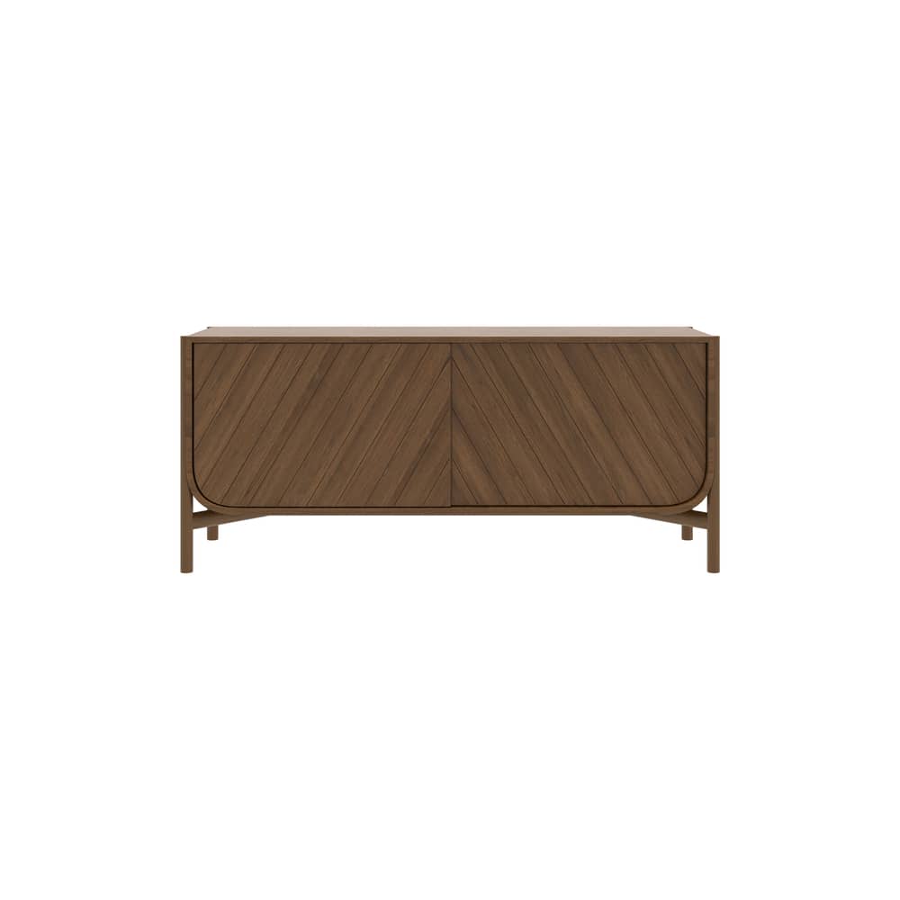 Buffet Marius legno marrone / Mobile TV - L 155 x H 65 cm - Hartô - Quercia tinta noce - Massello di quercia colorato, MDF rivestito in rovere tinto