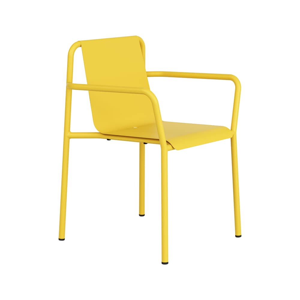 Fauteuil de repas empilable Panorama métal jaune / Avec accoudoirs - TIPTOE - Jaune Soleil - Acier thermolaqué