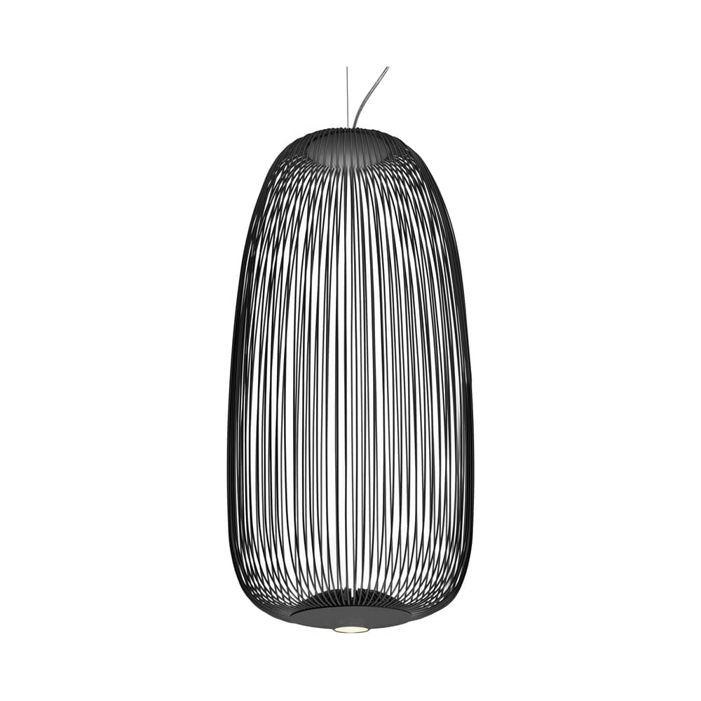 Pendelleuchte Spokes 1 metall grau schwarz / LED - Ø 32,5 x H 71 cm - Foscarini - Graphit-grau - gefirnister Stahl, klarlackbeschichtetes Aluminium