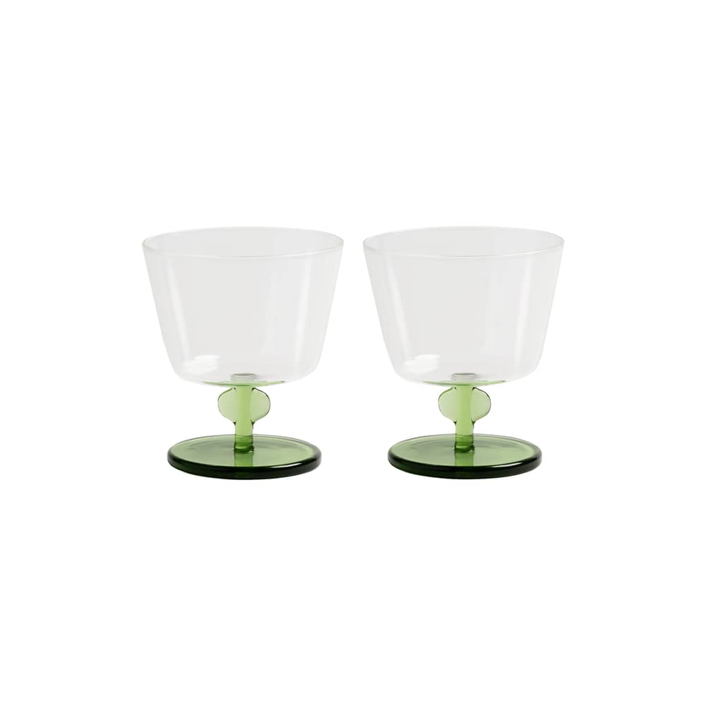 Petal Stemmed glass glass green / Set of 2 - & klevering - Green - Borosilicated glass