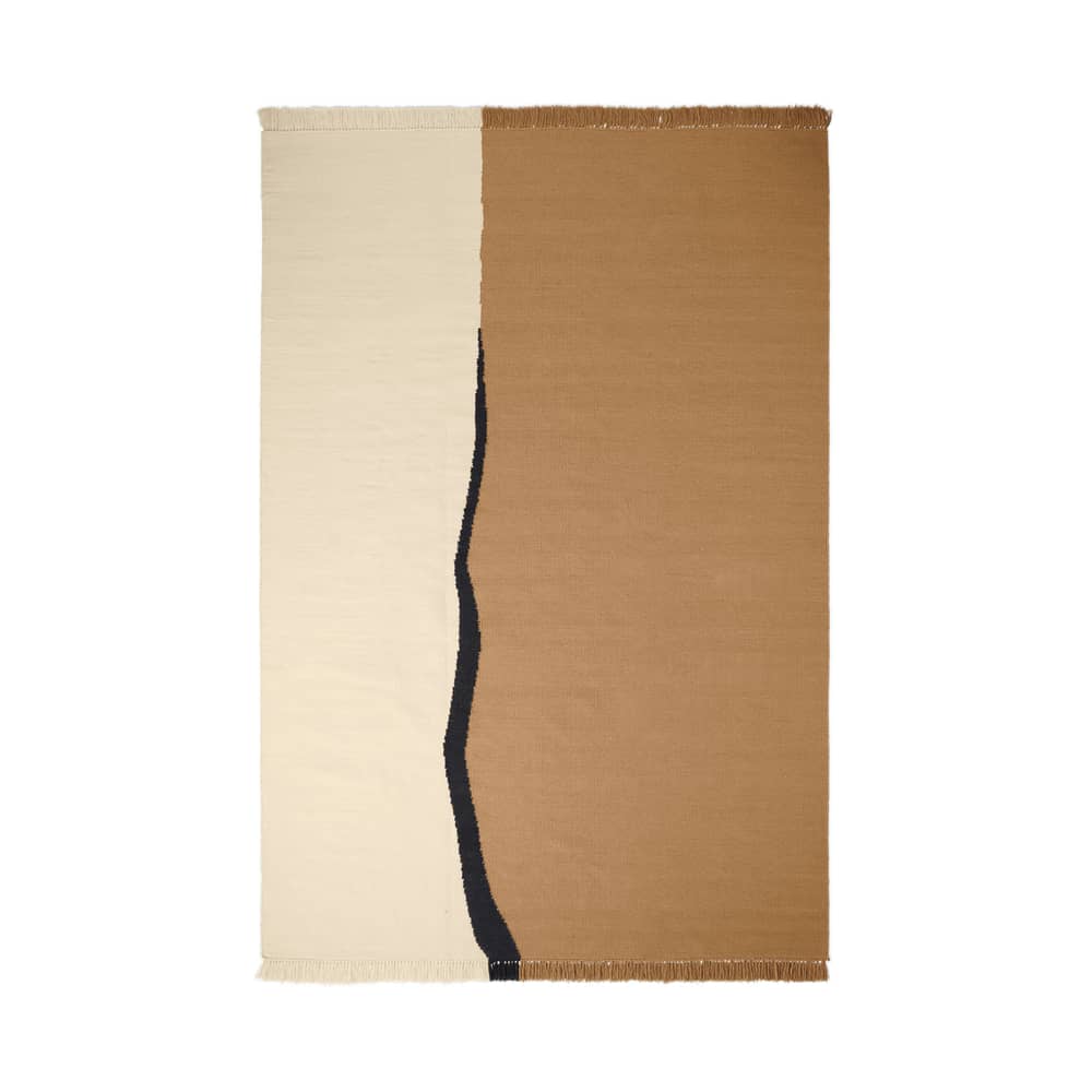 Tapis Soil / Kelim tissé main - 200 x 300 cm - Ferm Living - 200 x 300 cm / Sable & écru - Coton, Laine de Nouvelle-Zélande