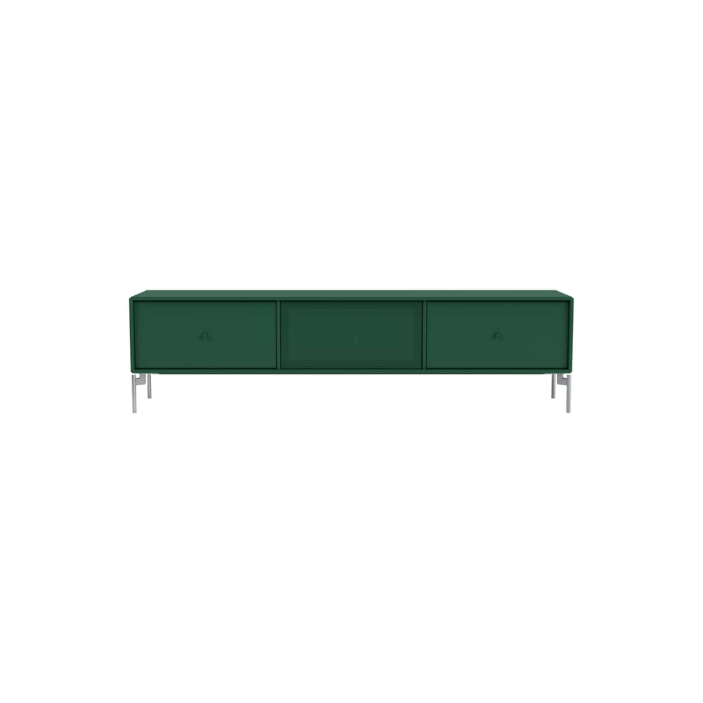 TV Möbel Octave V holz grün / Mit Füßen - L 138 x T 30 x H 36,6 cm - MONTANA - Pine 136 - lackierte Holzfaserplatte, Perforierter Stahl, Stahl