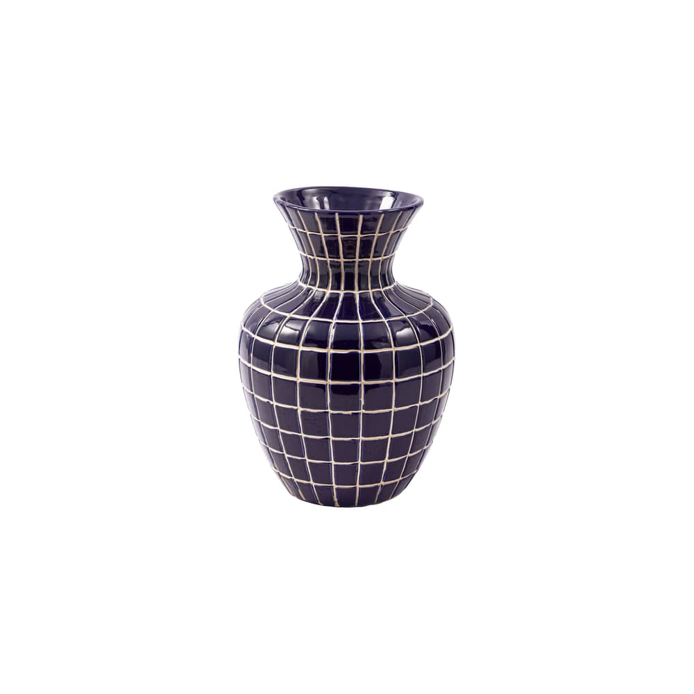 Vase Hamam Small céramique bleu / Ø 30 x H 40 cm - POLSPOTTEN - Bleu marine - Céramique émaillée